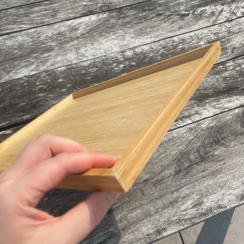 Serving Surface Wooden Tray Tan Yellow